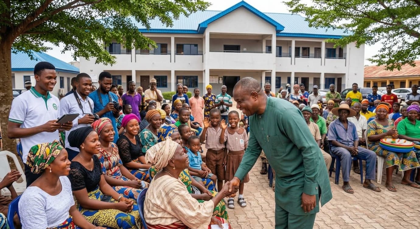 Bustling Ijebu North East market with traders and produce